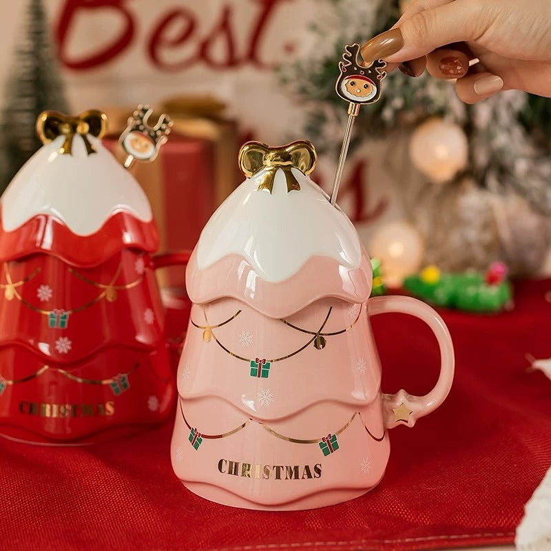 Christmas Tree Ceramic Bow Mug