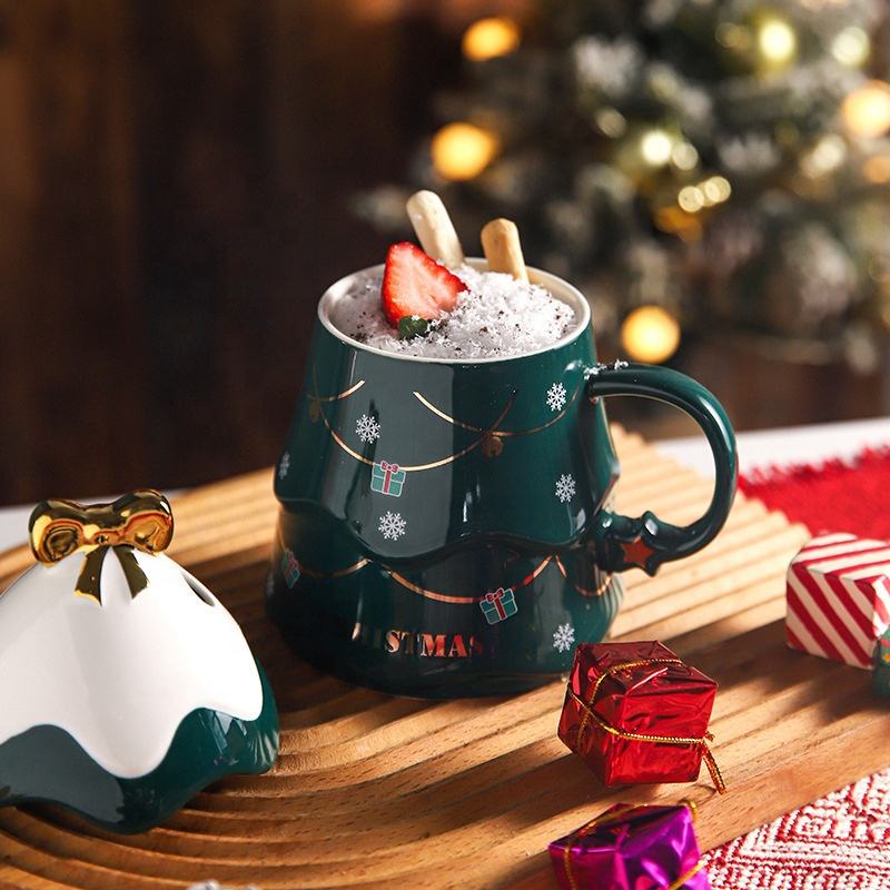 Christmas Tree Ceramic Bow Mug