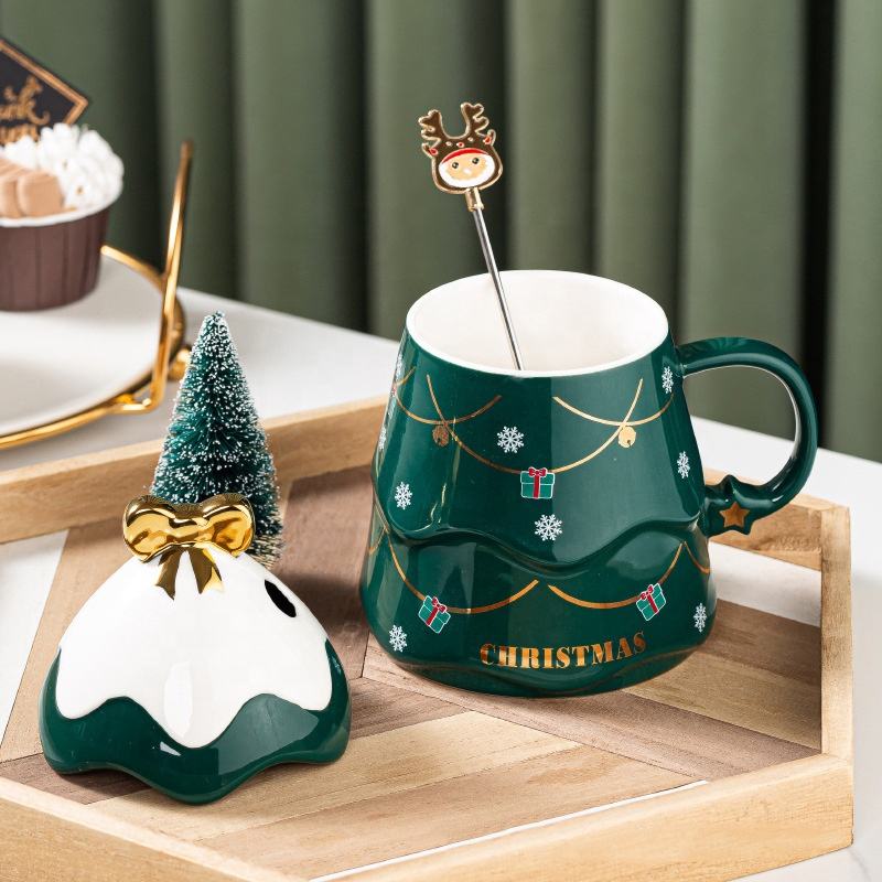 Christmas Tree Ceramic Bow Mug