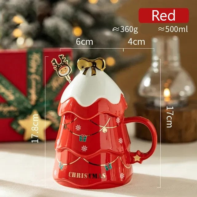 Christmas Tree Ceramic Bow Mug