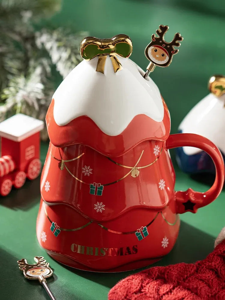 Christmas Tree Ceramic Bow Mug