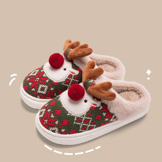 Christmas Elk Plush Slipper