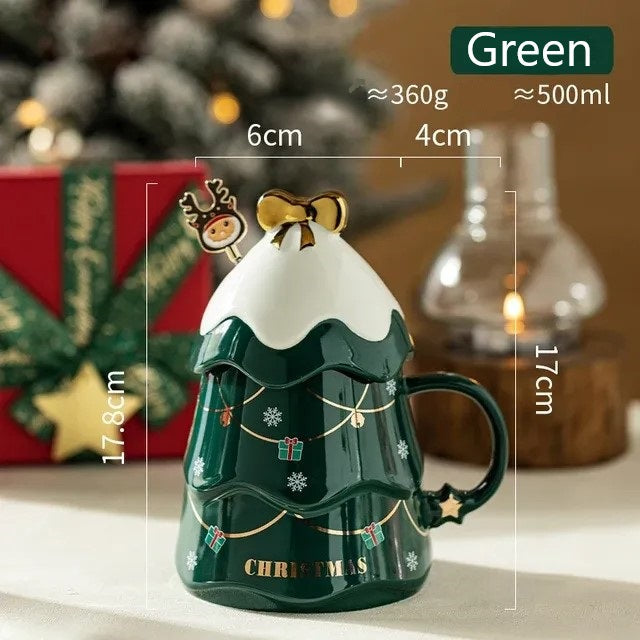 Christmas Tree Ceramic Bow Mug