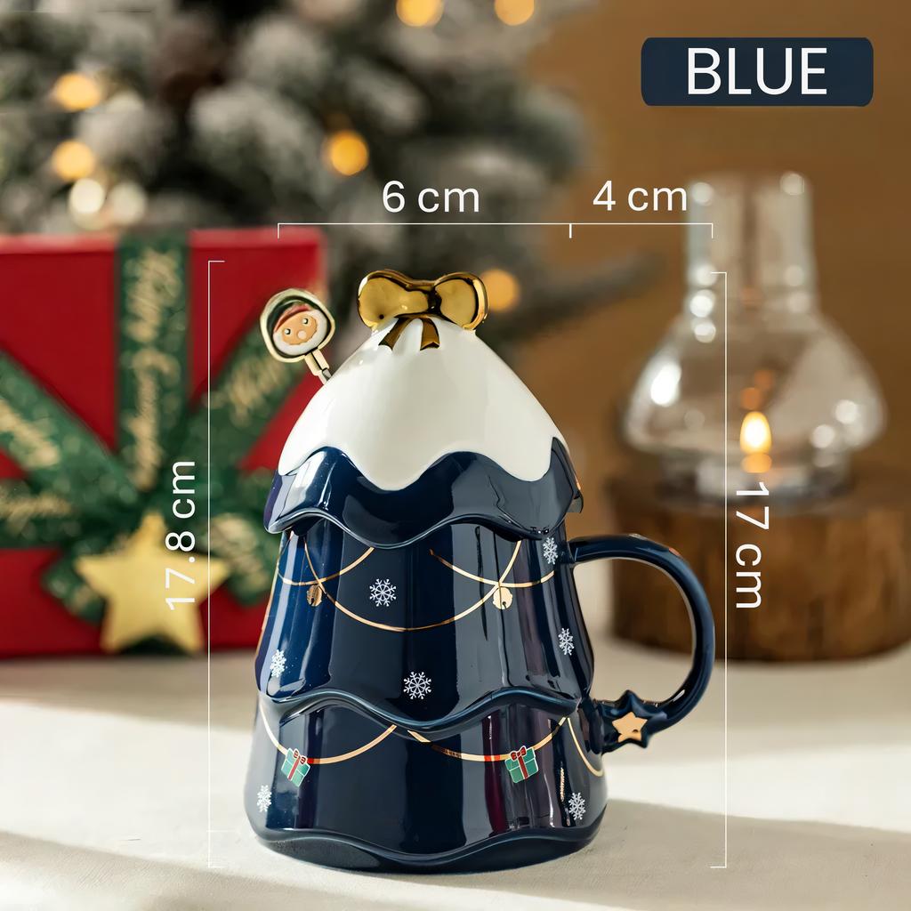 Christmas Tree Ceramic Bow Mug