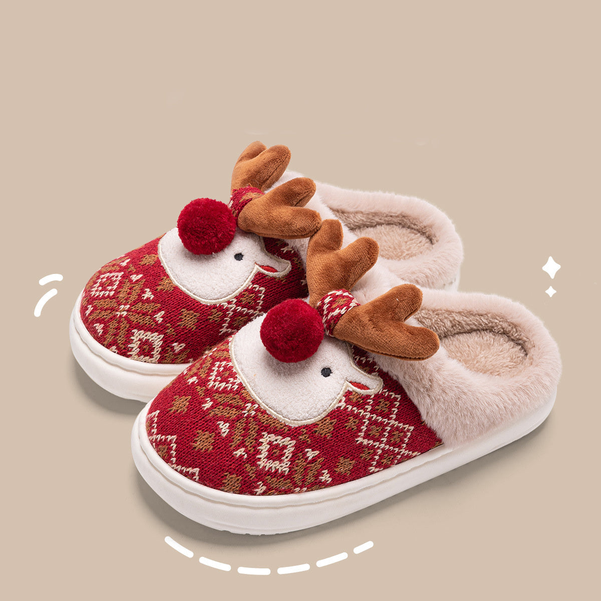 Christmas Elk Plush Slipper