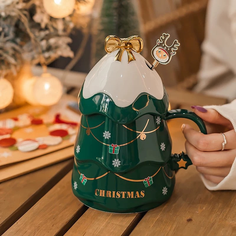 Christmas Tree Ceramic Bow Mug