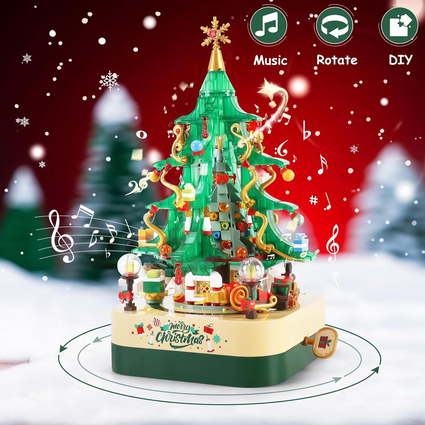 DIY Christmas Tree Brick Music Box