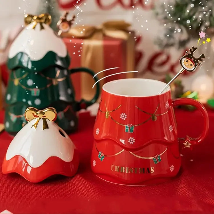 Christmas Tree Ceramic Bow Mug