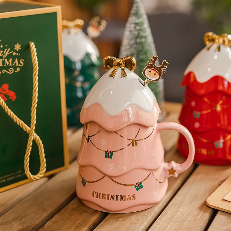 Christmas Tree Ceramic Bow Mug