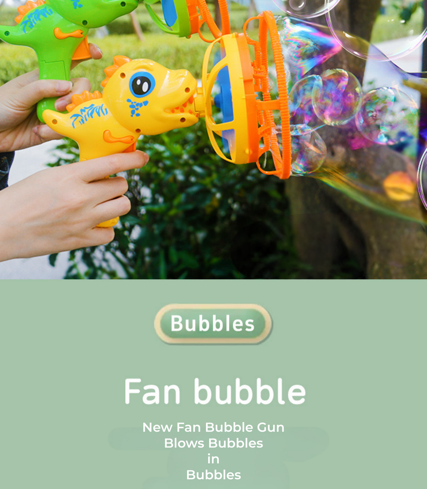 Dinosaur fan bubbles gun